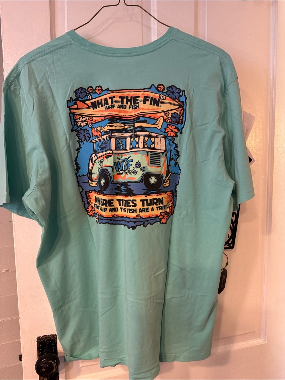 What-The-Fin Surf & Fish Graphic Tee — Aqua